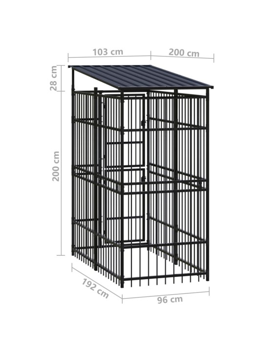 Venkovní psí kotec se střechou ocel 1,84 m²
