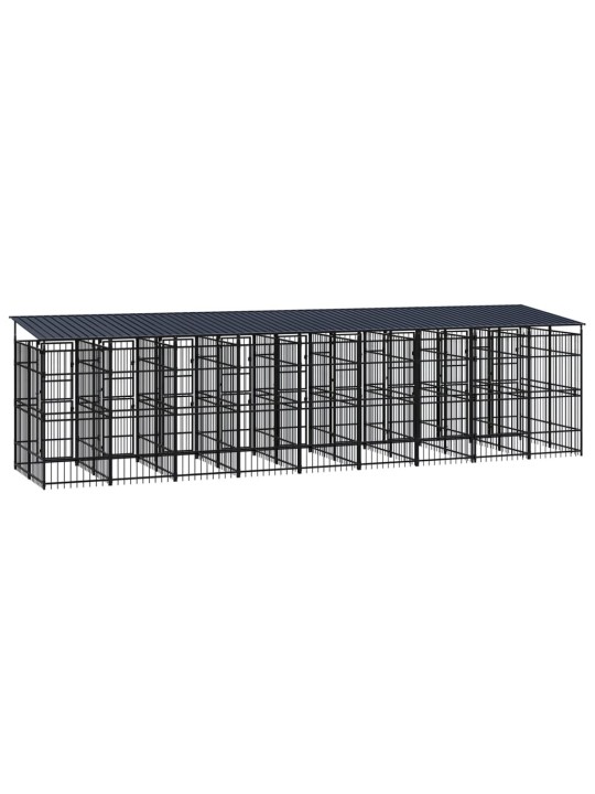 Venkovní psí kotec se střechou ocel 16,59 m²