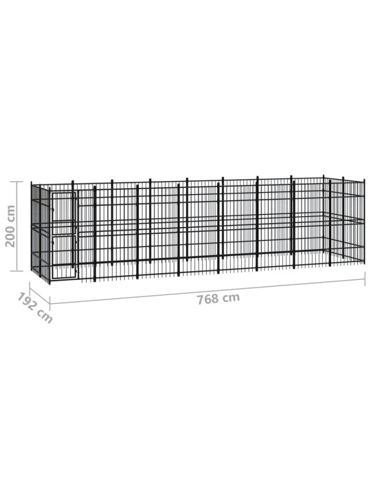 Venkovní psí kotec ocel 14,75 m²