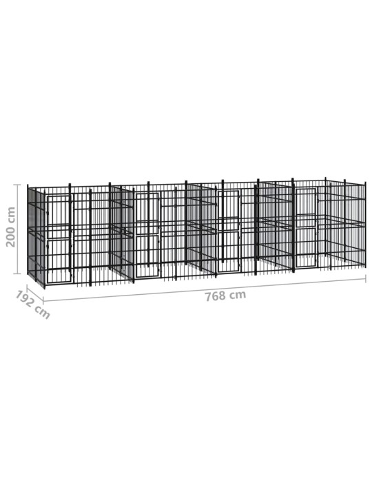 Venkovní psí kotec ocel 14,75 m²