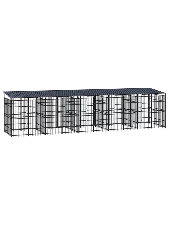 Venkovní psí kotec se střechou ocel 18,43 m²