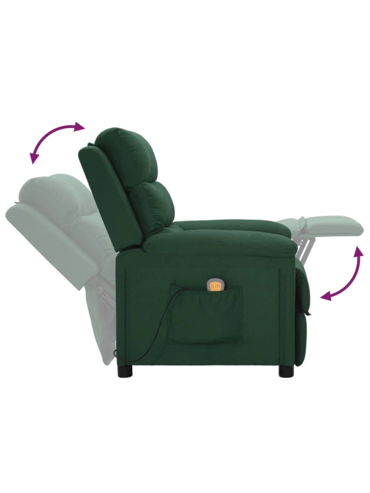 Masážní křeslo tmavě zelené textil