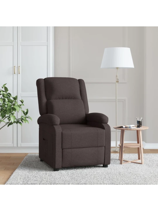 Polohovací křeslo tmavě hnědé textil