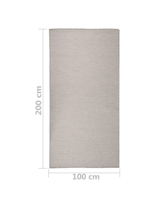 Venkovní hladce tkaný koberec 100x200 cm taupe