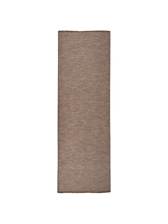 Venkovní hladce tkaný koberec 80x250 cm hnědá