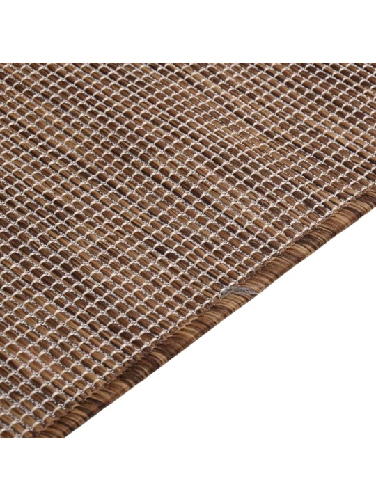Venkovní hladce tkaný koberec 100x200 cm hnědá
