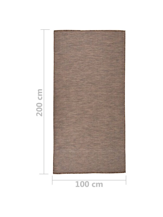 Venkovní hladce tkaný koberec 100x200 cm hnědá