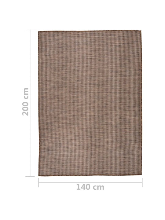 Venkovní hladce tkaný koberec 140x200 cm hnědá