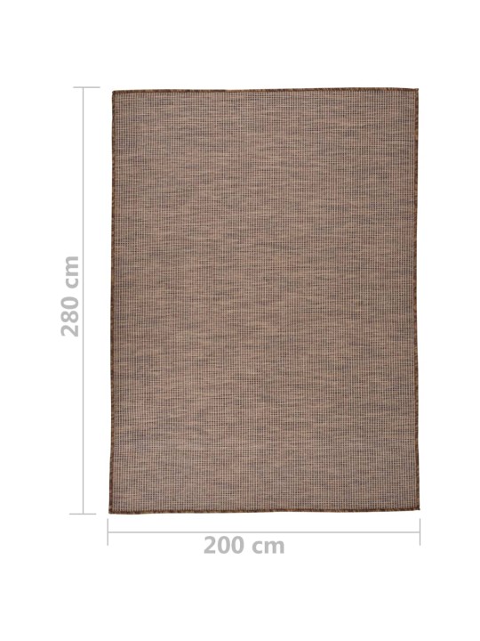 Venkovní hladce tkaný koberec 200x280 cm hnědá