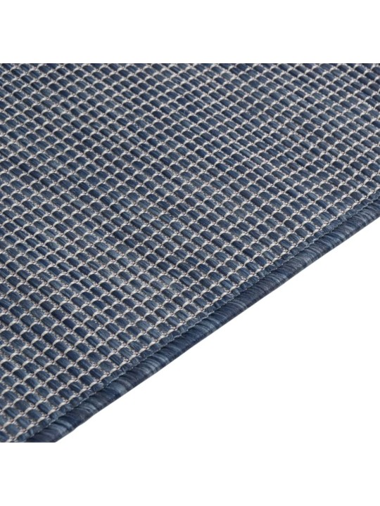 Venkovní hladce tkaný koberec 100x200 cm modrá