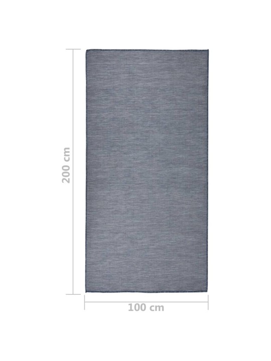 Venkovní hladce tkaný koberec 100x200 cm modrá