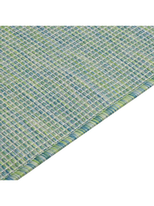 Venkovní hladce tkaný koberec 80x250 cm tyrkysová