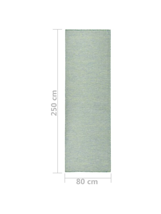 Venkovní hladce tkaný koberec 80x250 cm tyrkysová