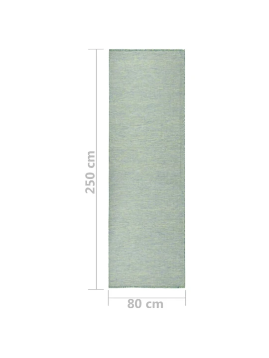 Venkovní hladce tkaný koberec 80x250 cm tyrkysová