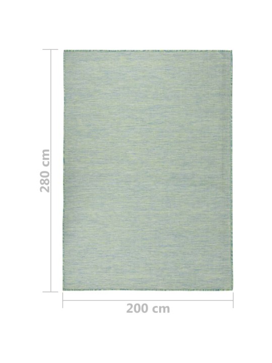 Venkovní hladce tkaný koberec 200x280 cm tyrkysová