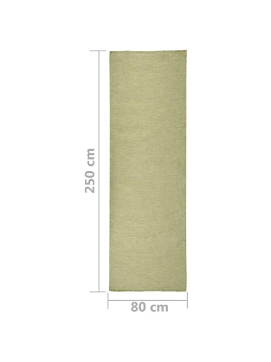 Venkovní hladce tkaný koberec 80 x 250 cm zelená