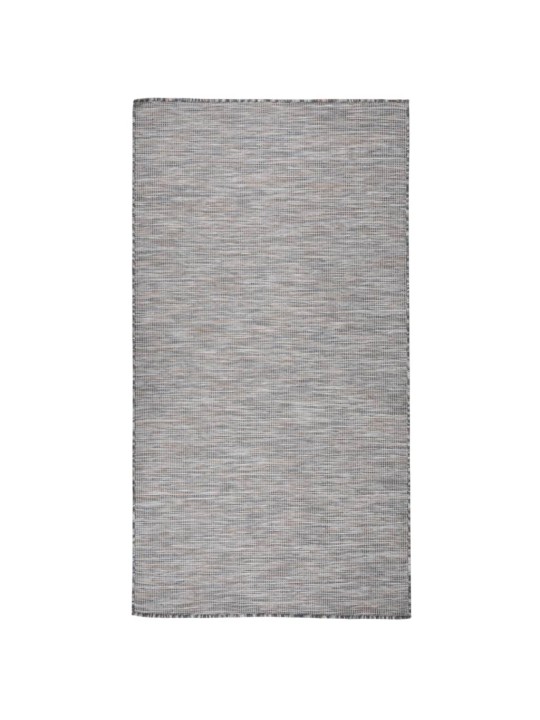 Venkovní hladce tkaný koberec 80 x 150 cm hnědý a modrý