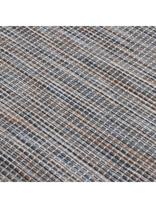 Venkovní hladce tkaný koberec 80 x 150 cm hnědý a modrý