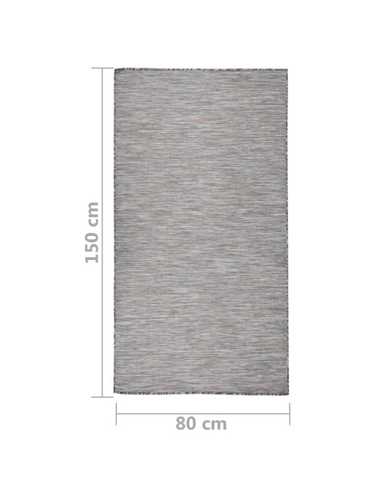 Venkovní hladce tkaný koberec 80 x 150 cm hnědý a modrý