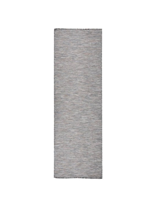 Venkovní hladce tkaný koberec 80x250 cm hnědý a modrý