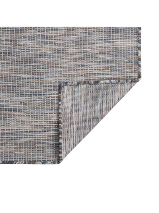Venkovní hladce tkaný koberec 80x250 cm hnědý a modrý