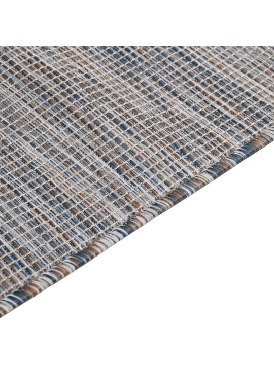 Venkovní hladce tkaný koberec 80x250 cm hnědý a modrý