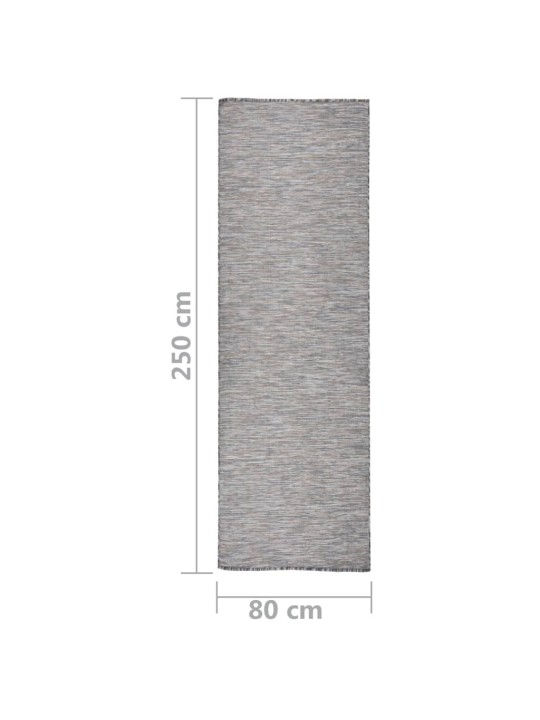 Venkovní hladce tkaný koberec 80x250 cm hnědý a modrý