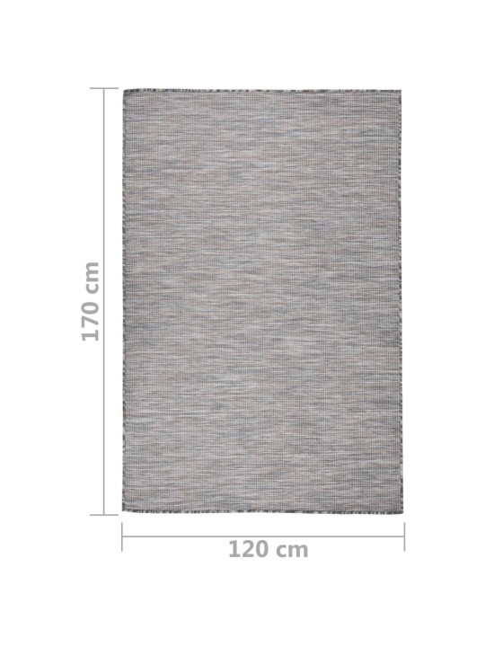 Venkovní hladce tkaný koberec 120x170 cm hnědý a modrý