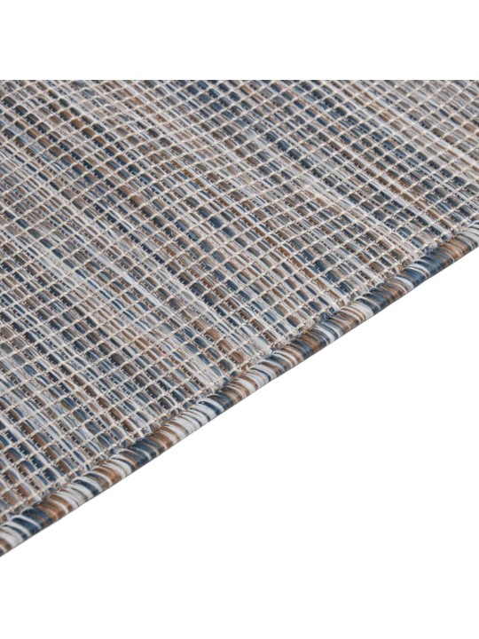 Venkovní hladce tkaný koberec 160x230 cm hnědý a modrý