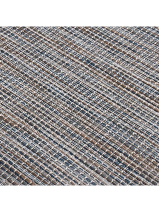 Venkovní hladce tkaný koberec 160x230 cm hnědý a modrý