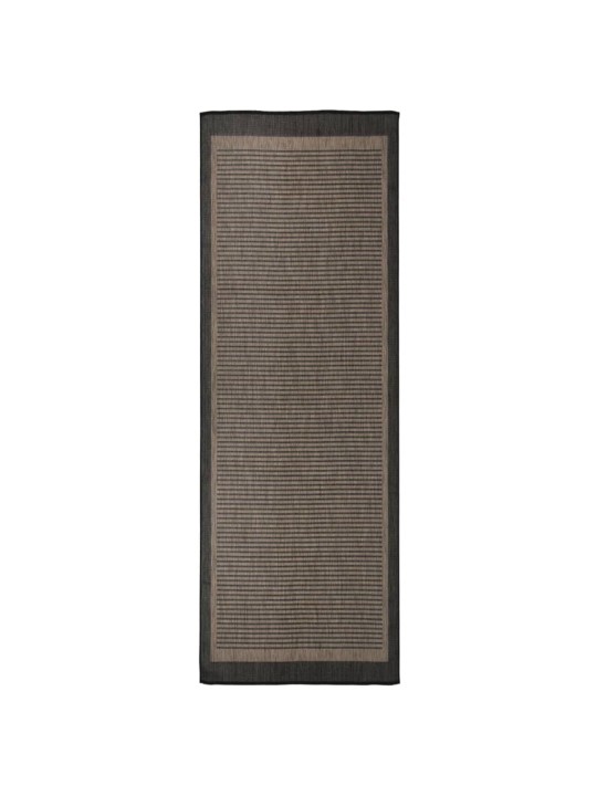 Venkovní hladce tkaný koberec 80x250 cm tmavě hnědá
