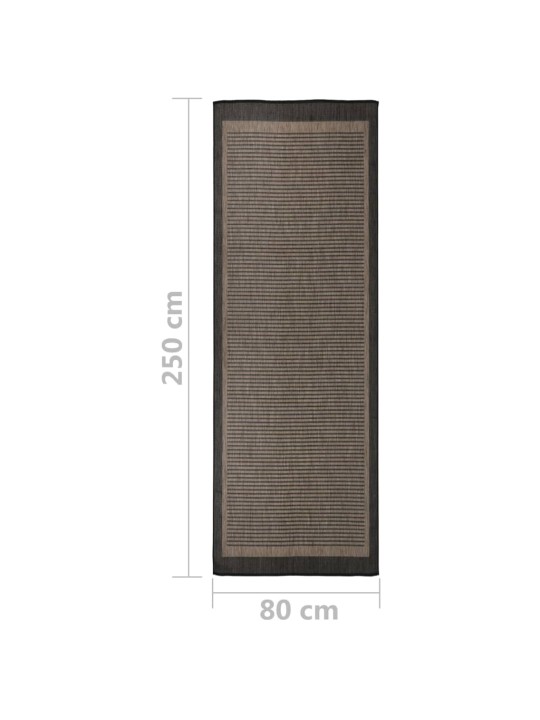 Venkovní hladce tkaný koberec 80x250 cm tmavě hnědá