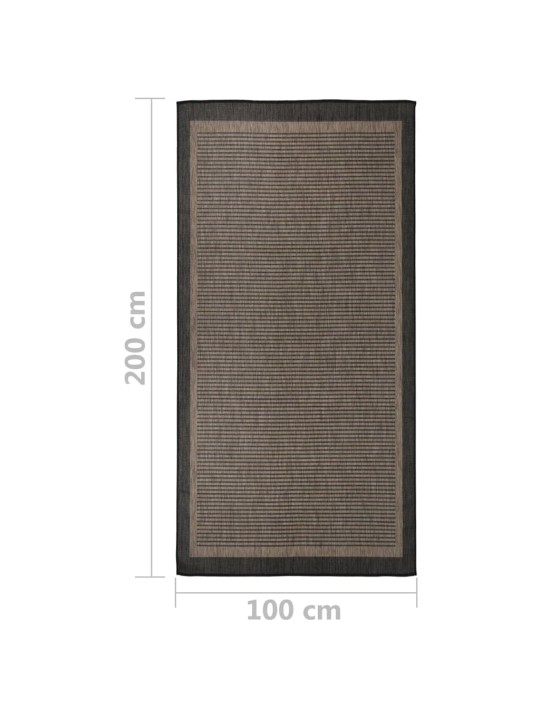 Venkovní hladce tkaný koberec 100x200 cm tmavě hnědá