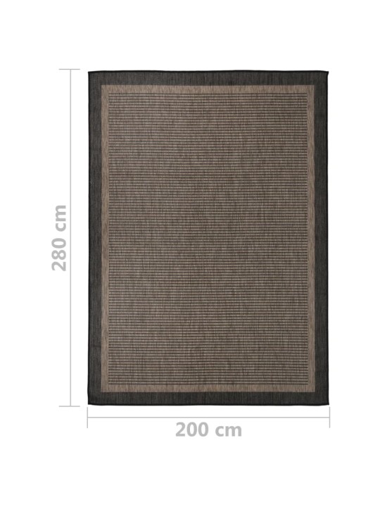 Venkovní hladce tkaný koberec 200x280 cm tmavě hnědá