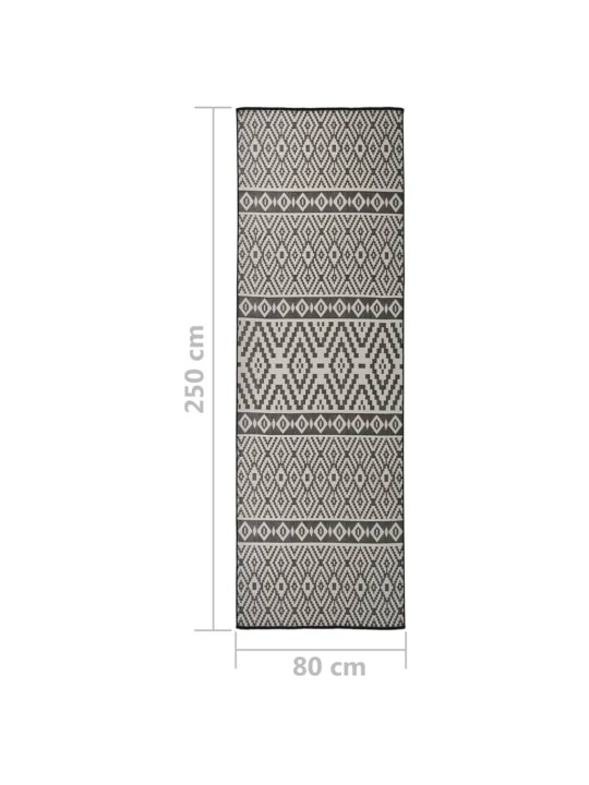 Venkovní hladce tkaný koberec 80x250  cm černé pruhy