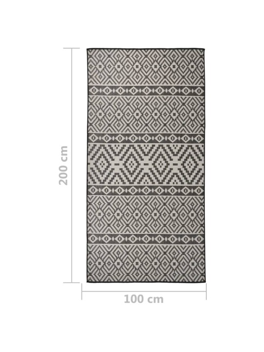 Venkovní hladce tkaný koberec 100x200 cm černé pruhy