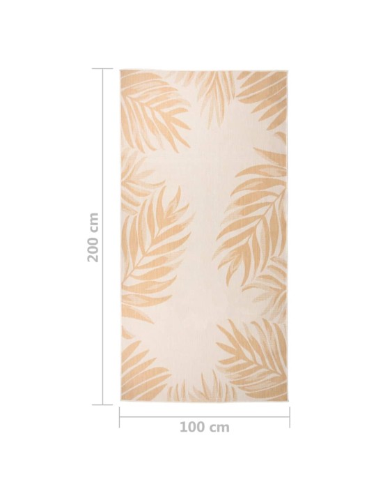 Venkovní hladce tkaný koberec 100x200 cm vzor listí