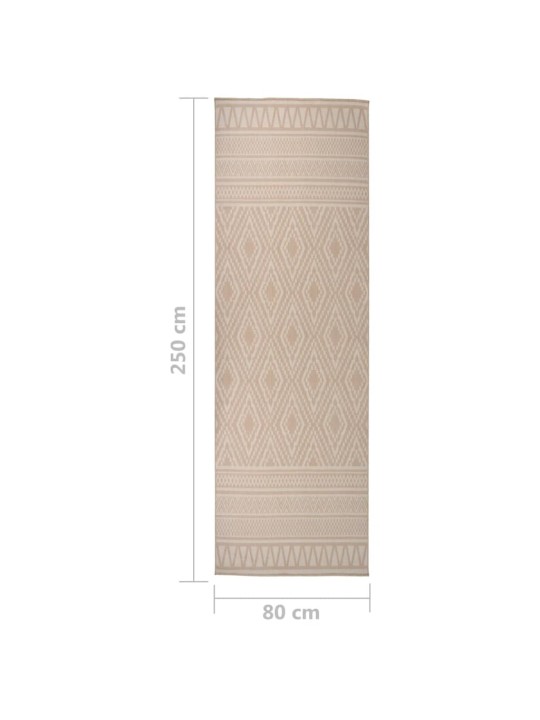 Venkovní hladce tkaný koberec 80 x 250 cm hnědá pruhy