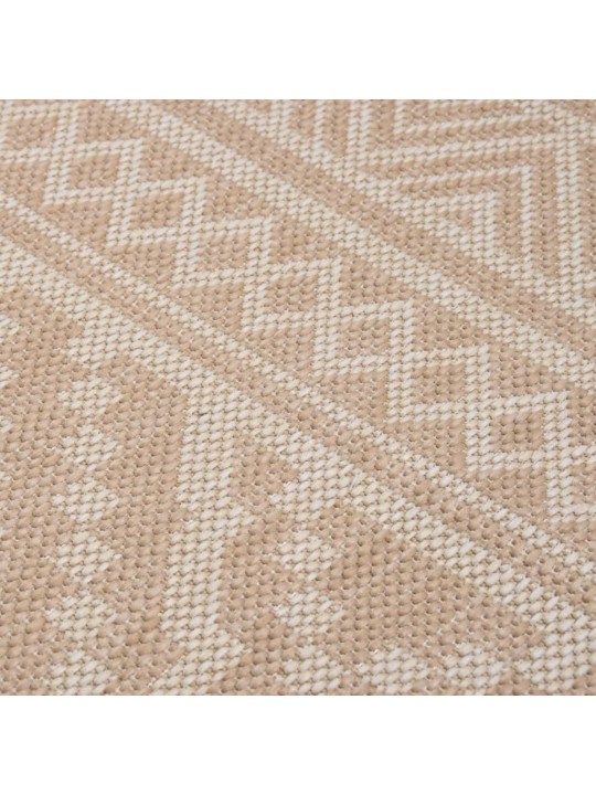 Venkovní hladce tkaný koberec 100x200 cm hnědá pruhy