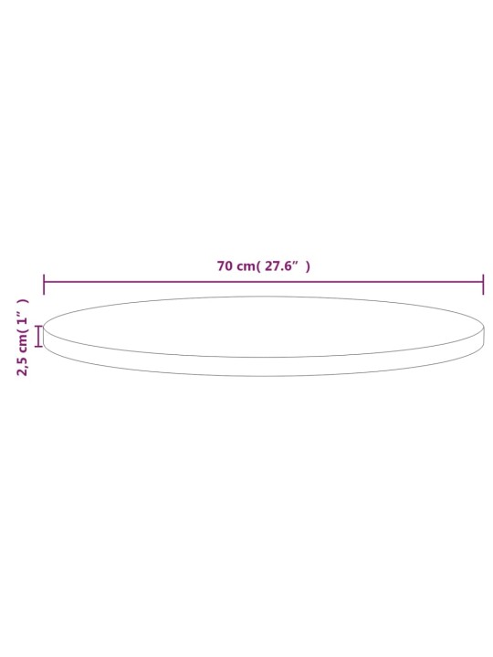 Stolní deska Ø 70 x 2,5 cm masivní borové dřevo