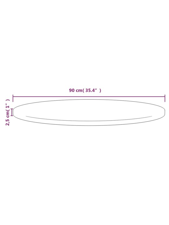 Stolní deska Ø 90 x 2,5 cm masivní borové dřevo