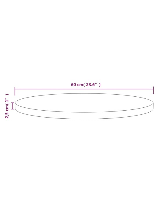 Stolní deska bílá Ø 60 x 2,5 cm masivní borové dřevo