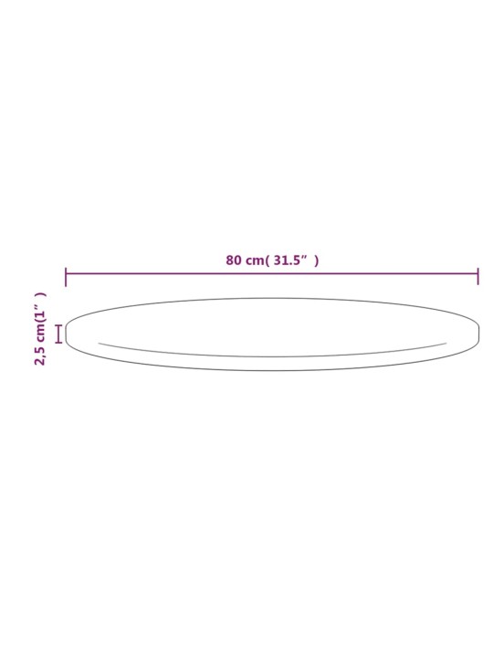 Stolní deska bílá Ø 80 x 2,5 cm masivní borové dřevo