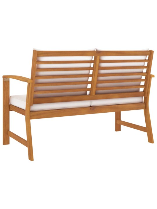 Zahradní lavice 120 cm s krémovou poduškou masivní akácie
