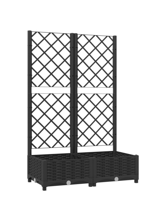 Zahradní truhlík s treláží černý 80 x 40 x 121,5 cm PP