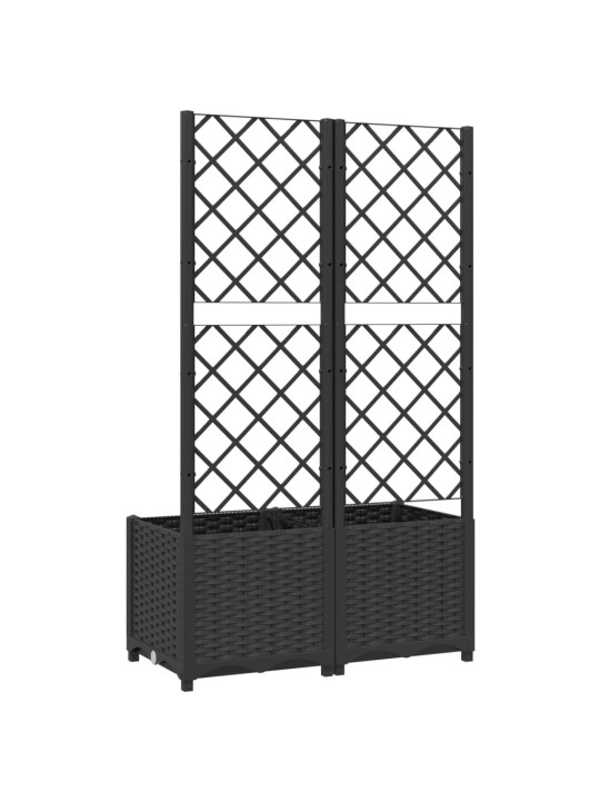 Zahradní truhlík s treláží černý 80 x 40 x 136 cm PP