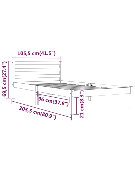 Rám postele masivní borovice 100 x 200 cm bílý