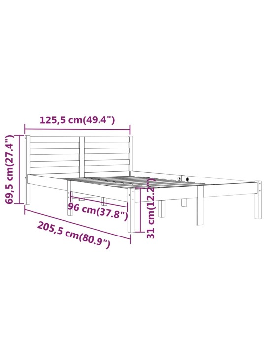 Rám postele masivní borové dřevo 120 x 200 cm bílý