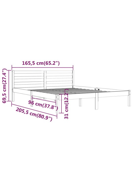 Rám postele masivní borové dřevo 160 x 200 cm bílý
