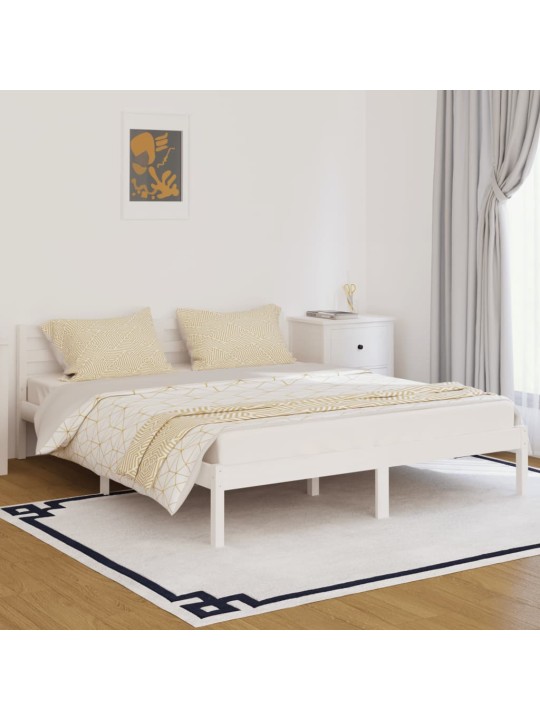 Rám postele masivní borové dřevo 160 x 200 cm bílý